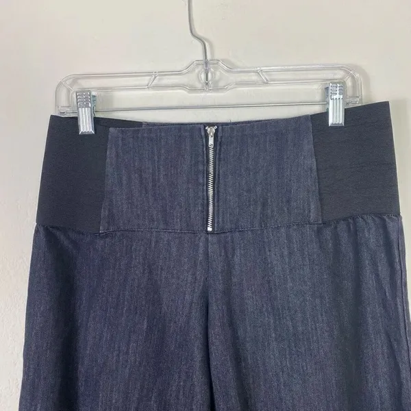 Vintage y2k What’s Hot… Dark Wash Chambray Denim Tie Ankle Cropped Pants Size L - Image 3