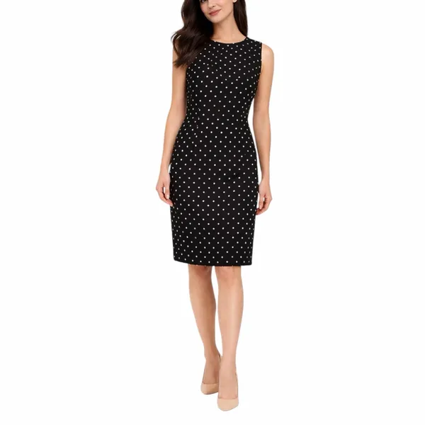 SAG Harbour Y2K Black Polka Dot Sleeveless Sheath Dress Knee Length Size 14 - Image 11