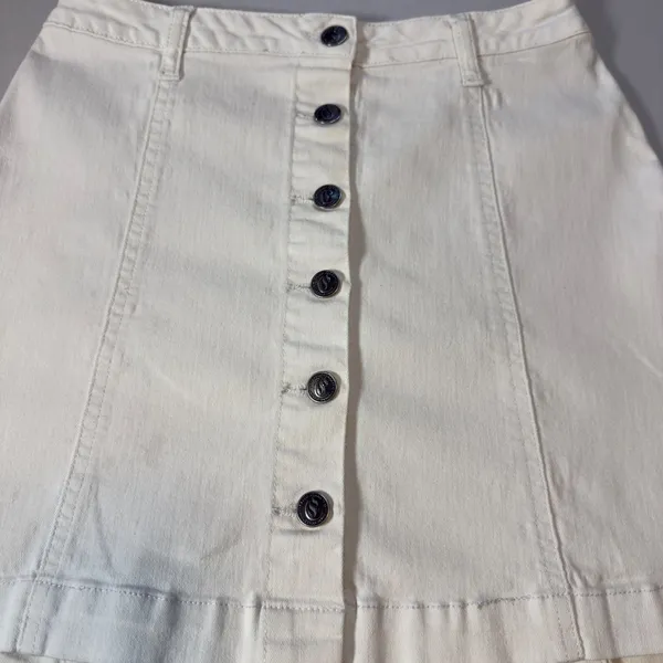 Cello Jeans Button Front Denim A-Line Mini Skirt Stretch S Preppy VTG Inspired - Image 4