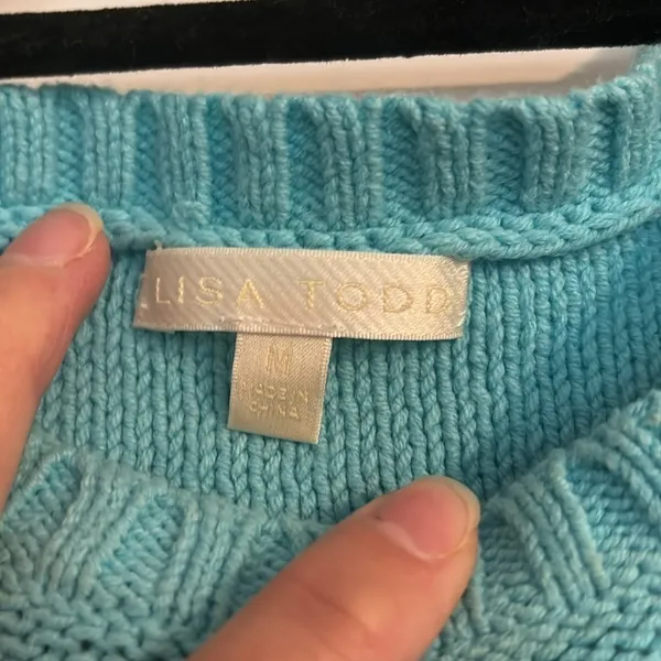 Lisa Todd Cropped Star Sweater Blue Size M - Image 2