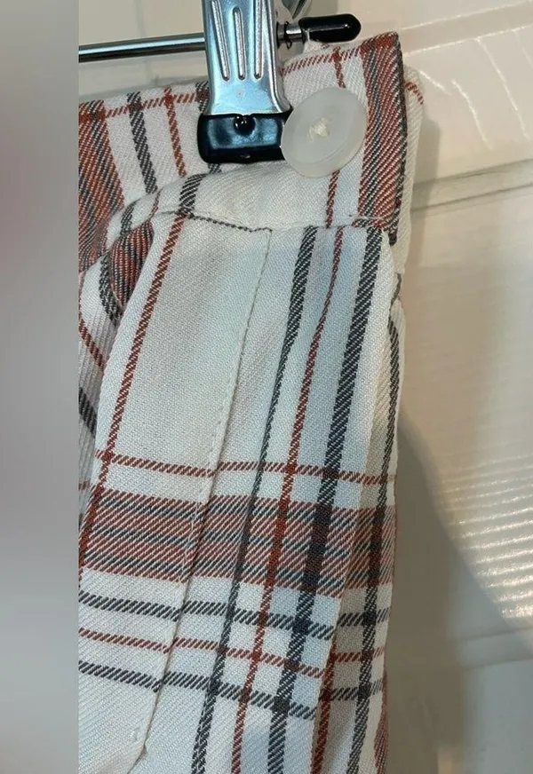 NWT Aerie white and brown plaid pleated mini skirt size small - Image 3