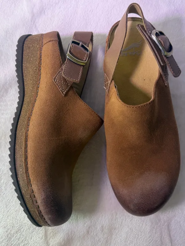 Dansko Chestnut Brown Leather Slingback Clogs - Image 5