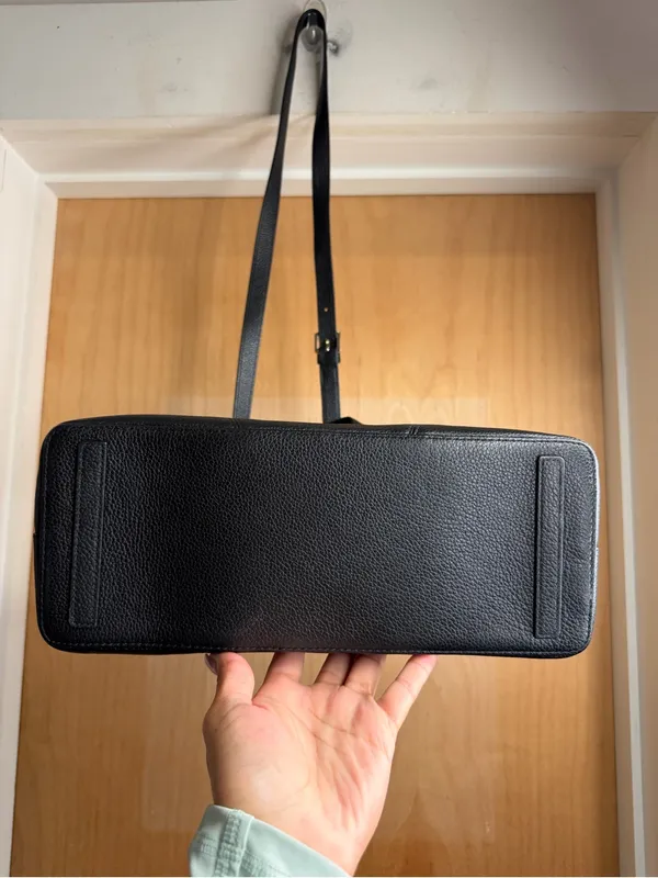 Furla Black Genuine Leather Satchel Handbag with Removable Crossbody Strap - Image 6