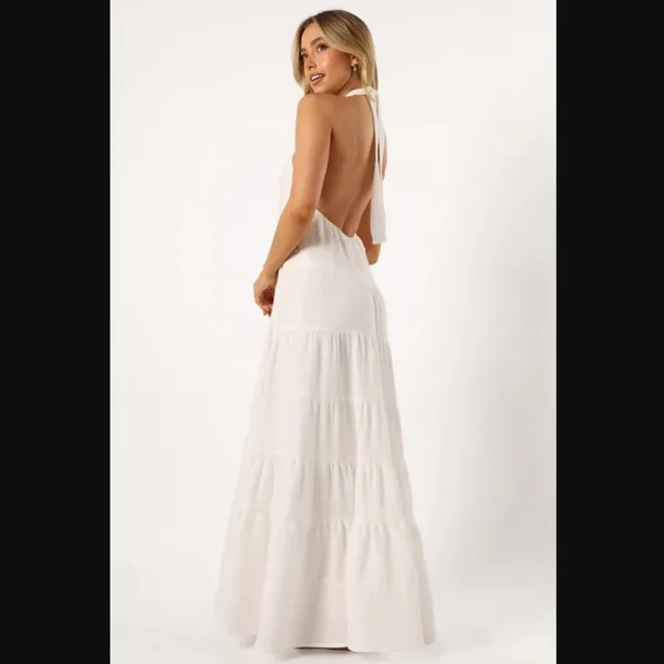 Petal & Pup Plara White Halterneck Maxi Dress M - Image 3