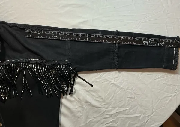Zara Rhinestone Fringe Black Denim Jacket - Image 10