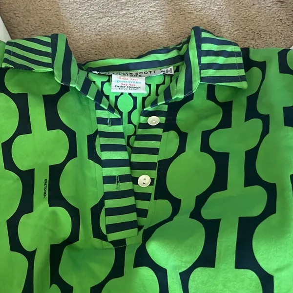 Gretchen Scott green and blue collared top‎ - Image 7