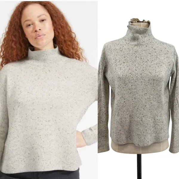 Everlane The Cashmere Square Turtleneck Sweater Speckled‎ Gray Size XS - Image 2