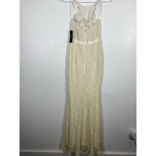 Lulus Zenith Cream Lace Maxi Dress NWT Size XS Halter Full Length Bridal Gown - Image 8