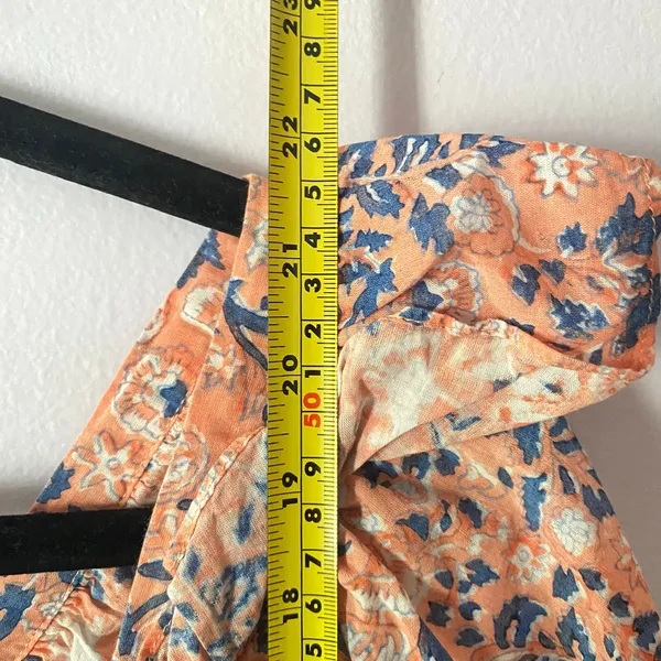 Cleobella Pink Blue Floral Peasant Blouse Button Down Cotton Women's size Small - Image 8