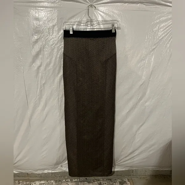 Free People Black & Gold Slit Midi Skirt Size XS - Image 5