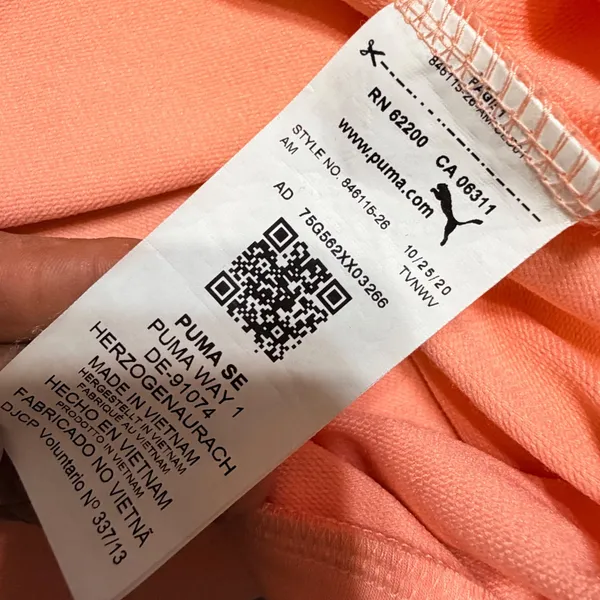 Puma‎ Womens XL Peach Apricot Cropped Hoodie Long Sleeve Pullover 846115-26 - Image 7