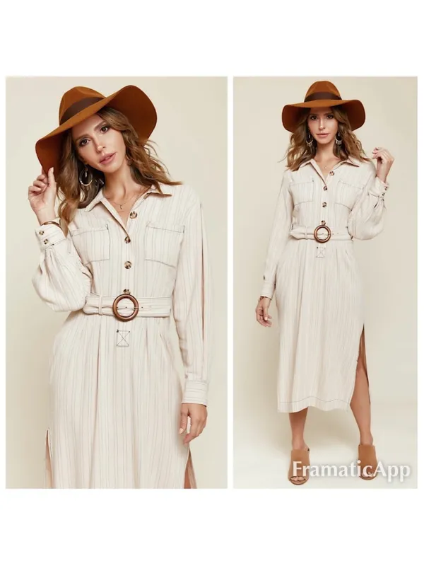 Free People Audrey Stripe Midi Shirtdress Size M - Image 10