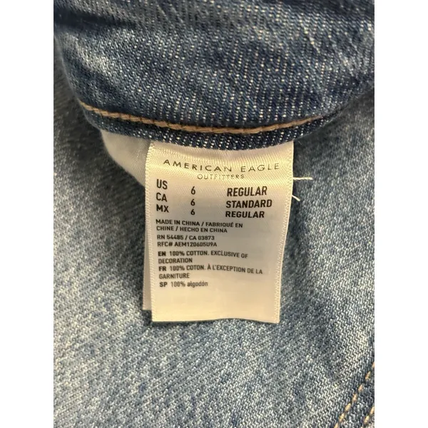 American Eagle Outfitters Distressed Jeans Plaid Flannel Patch Size 6 High Rise - Image 8