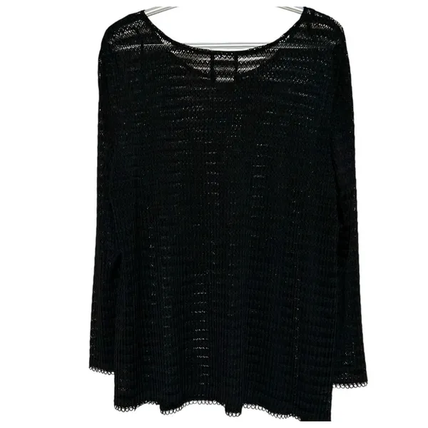 Positive Attitude Women's Black Lace/Mesh Long Sleeve Blouse Tan Tank Size‎ 18 - Image 2