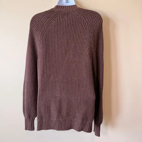 GAP Women 100% Cotton Cardigan S Brown Chunky Knit V-Neck Button Front Granola - Image 8