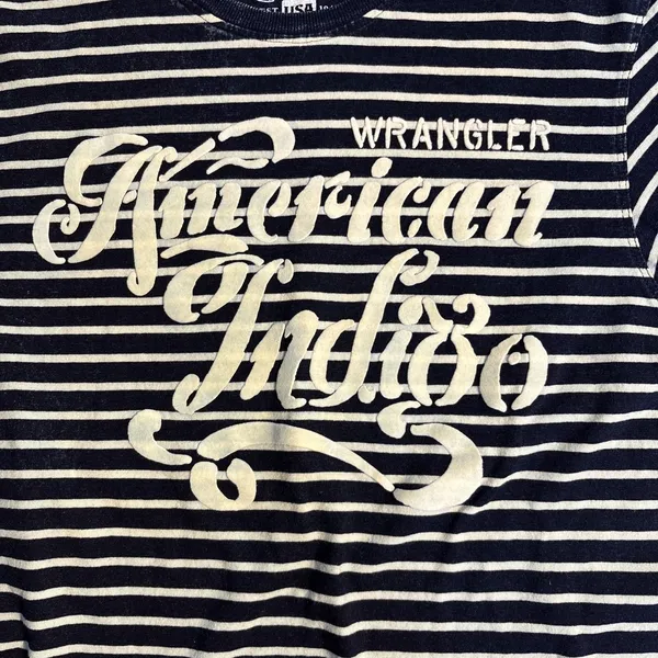 Vintage Wrangler Women's Blue And White American Indigo Size Small. - Image 2