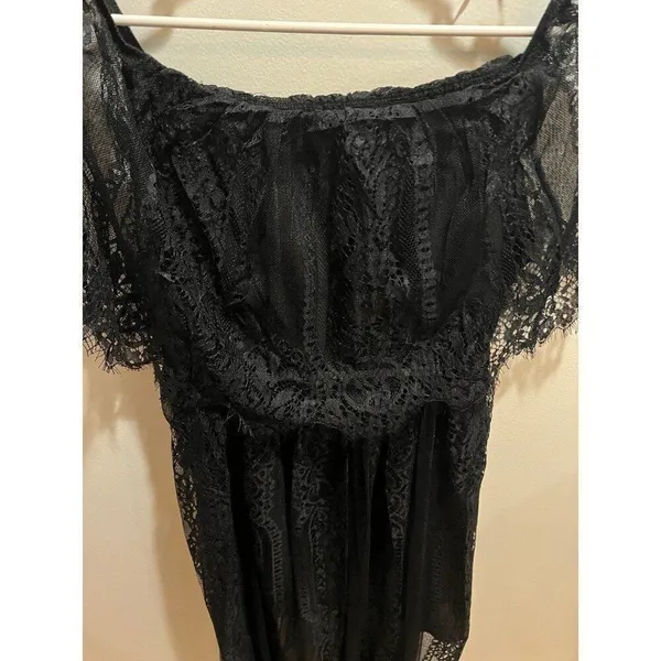 HYFVE NEW Women Black Large Off the Shoulder Lace Dress Whimsigoth Coquette Chic - Image 6