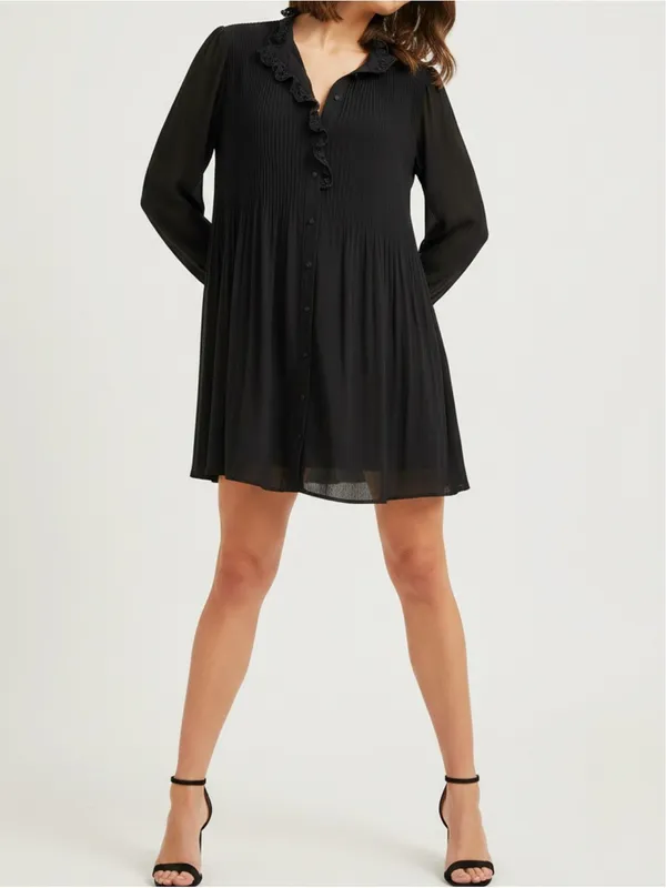 SÉZANE Camelia Long Sleeve Mini Dress, Black, FR42/US10 - Image 4