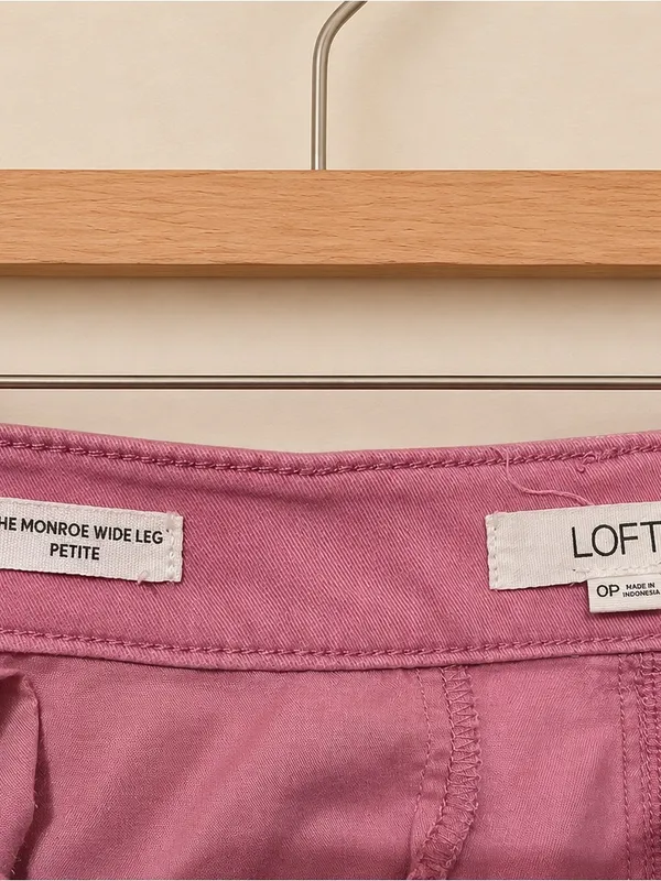 LOFT The Monroe Wide Leg Pants 0P Pink Cotton Stretch HighRise Petite PreppyChic - Image 7