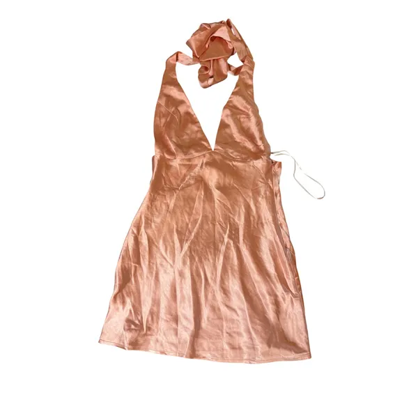 NWT Lulus Size Small Zimri Light Pink Satin Halter Mini Dress Formal Glam - Image 3