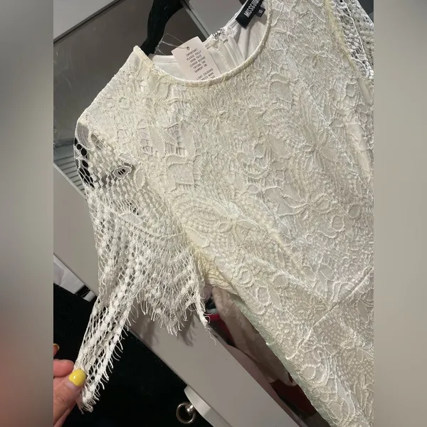 White Laced Missguided Mini Dress Size 6 - Image 5