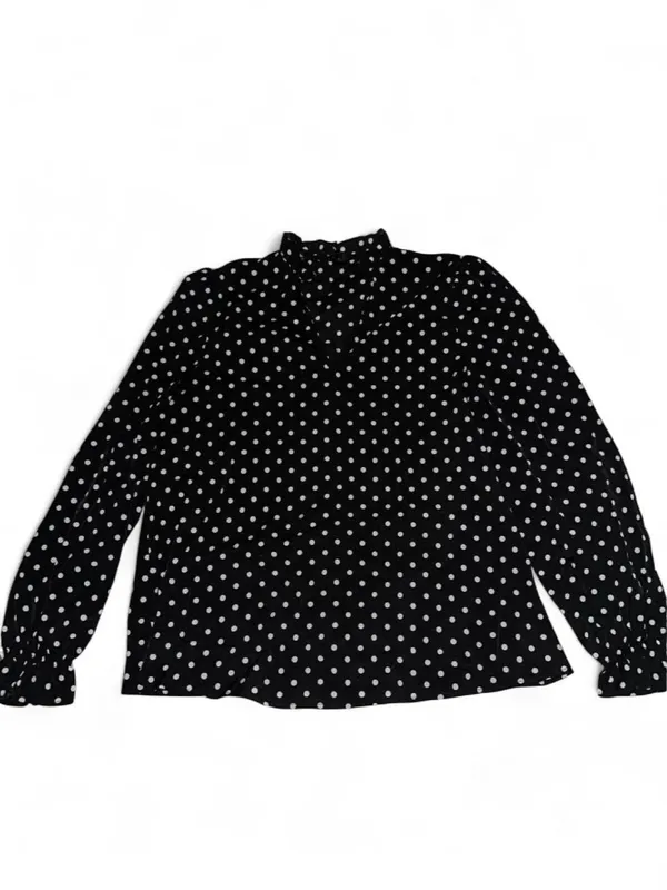 SheIn Maternity Black & White Polka Dot Long-Sleeve Ruffle Blouse - Image 2