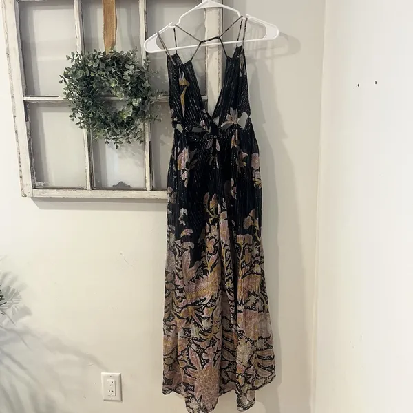 Anthropologie Cutout Maxi Dress Sheer Black Motif Size‎ XS Cover Up Boho - Image 12
