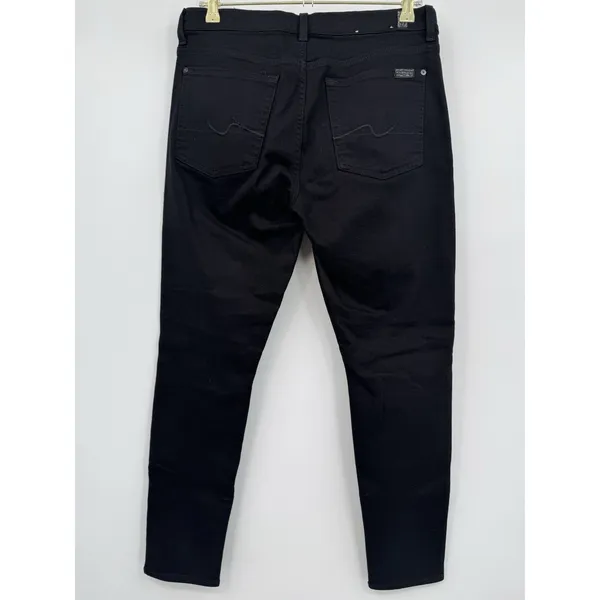 7 For All Mankind Ankle Gwenevere Jeans Black Distressed Skinny Stretch Size 31 - Image 2