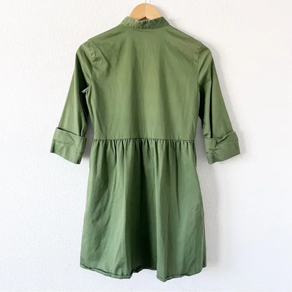 Tuckernuck Green Royal Button Front Collared A-Line Casual Chic Mini Shirt Dress - Image 7