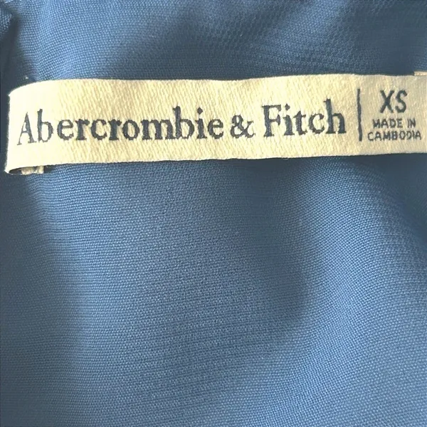Abercrombie & Fitch Dress XS Blue Waist Cutout Damask Puff Sleeve Maxi Midi Boho - Image 7