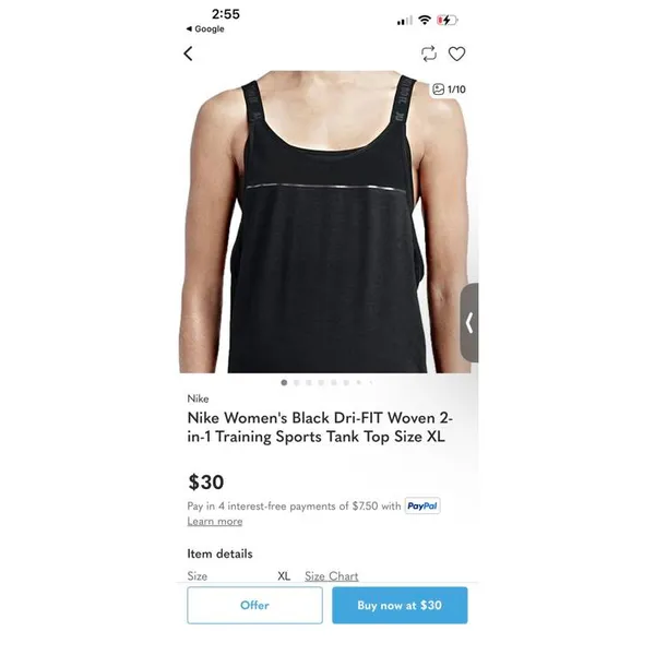 Nike Black Athletic Tank Top Sz L - Image 9