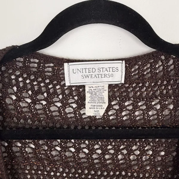 United States Sweaters Brown Shrug Shimmer Crochet Y2K Layering Fairy Size 18/20 - Image 2
