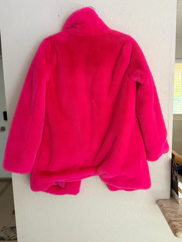 Majorelle Amora hot pink fuschia faux fur oversized coat S - Image 7