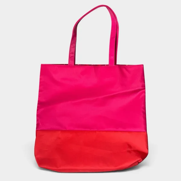 Lancome Womens Reversible Total Bag Colorblock Pink Red Flamingo Lips Lining - Image 3