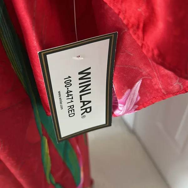 Winlar Red Satin Floral Kaftan Maxi Dress - Image 7