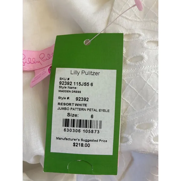 Lilly Pulitzer Madden Dress Resort White Jumbo Petal Eyelet Scalloped Size 6 - Image 5