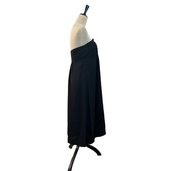Banana Republic Womens Black 100% Silk Strapless Pleated Midi Dress Size 10 - Image 5