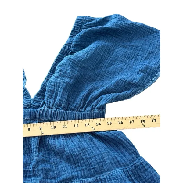 Aerie Pool To Party Flutter Sleeve Dress Cover Up Medium V Neck Gauzy Blue #C3-1 - Image 3
