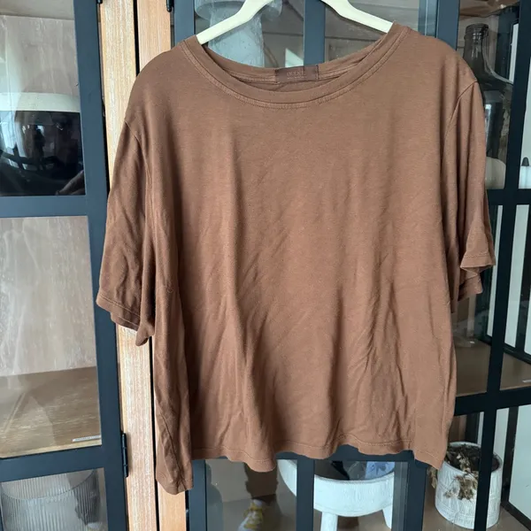 Nuuds cropped tee crewneck rayon short sleeve tshirt clay cooling pajamas lounge - Image 5