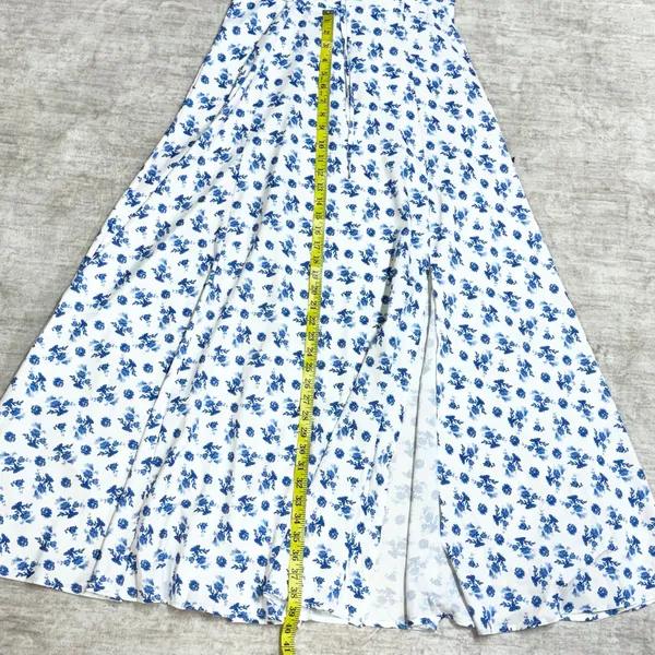 Kutumai Women Medium Blue White Floral Maxi Dress Off Shoulder Milk Maid Cottage - Image 6