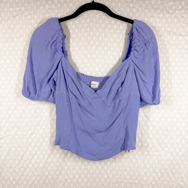 Aritzia Wilfred Purple Novella Puff Short‎ Sleeve Cropped Top - Image 2