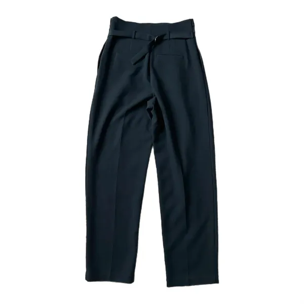 Maeve Anthropologie Trousers Navy Blue Satin Trim Pleated Size 6 - Image 4