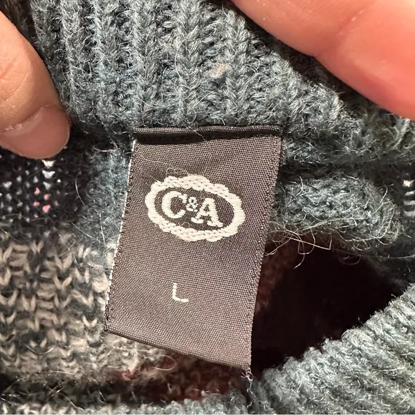 C&A Women’s Wool Blend Crewneck Sweater Grandpacore Cabin Multicolor Green L - Image 8