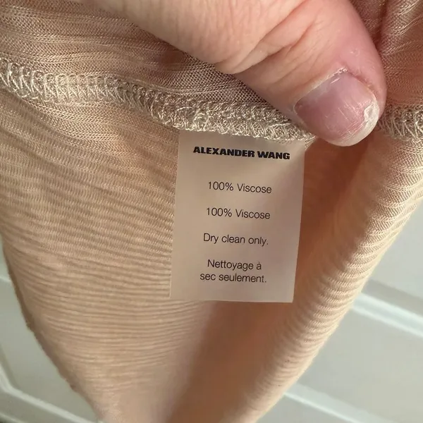 T by‎ Alexander Wang Ribbed Tank Top Nude Peach Viscose Scoop Neck Small - Image 4