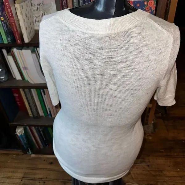 J Crew elevated basics minimalist lightweight shortsleeve S pullover White - Image 2