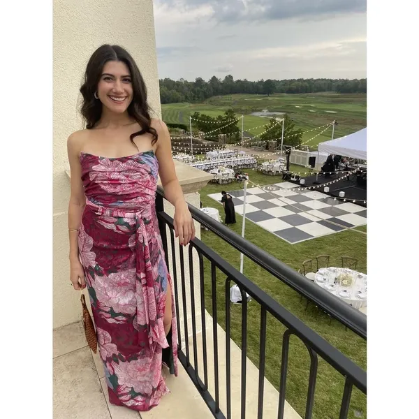 HUTCH Purple Pink Floral Drape Front Strapless Julietta Maxi Gown size 4 - Image 13