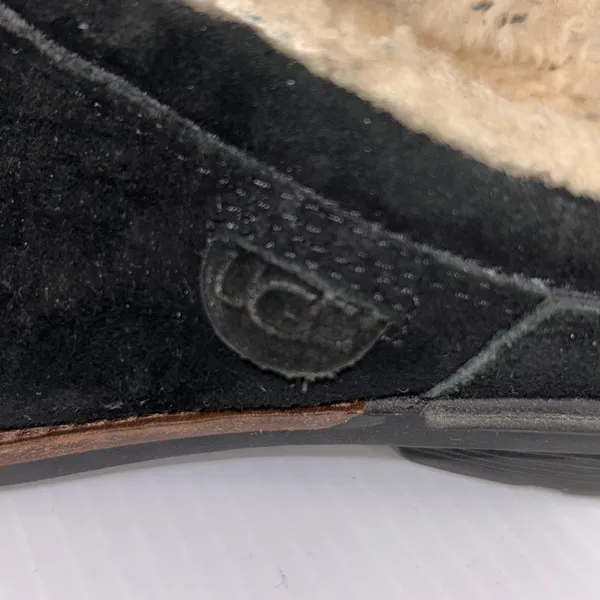 UGG Australia Shoreham Clog Women’s 7 Black Suede Sheepskin‎ Slipper Shoe Mule - Image 4