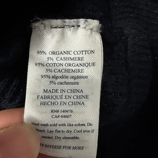 Faherty Organic Cotton Cashmere Chevron Knit Hoodie Navy Cream XS - Image 5
