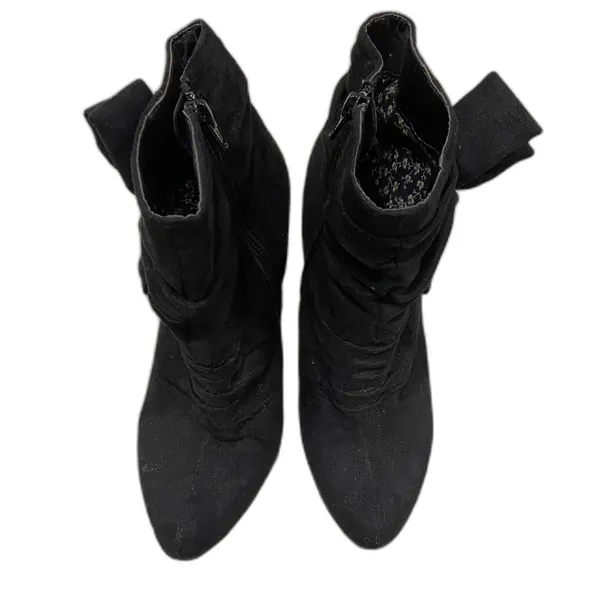 Mossimo Fall Black Faux Suede Side Zip Up Heel Booties with Bow Women's Sz 7.5 - Image 3