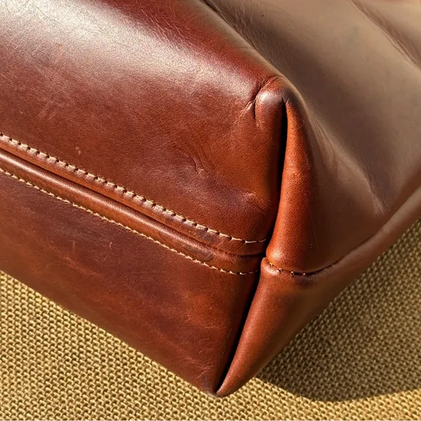 Lifetime Leather Co Brown Leather Large Tote Bag USA Handmade Zip Top - Image 8